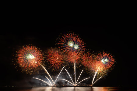 firework beautiful celebration festival colorful countdown merry christmas happy new year dark sky...