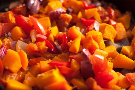 Hot Roasting Vegatables in an ovenの写真素材