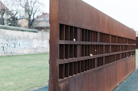 Section of Berlin Wall and Memorial featuring the deadのeditorial素材