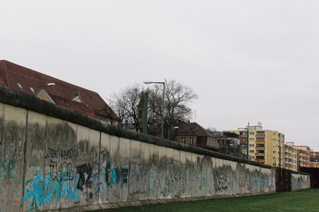 Modern Day Berlin Wall with graffiti on itのeditorial素材