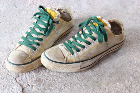 white shoes on concrete backgroundの写真素材