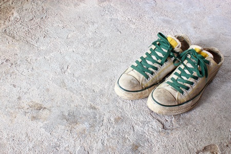 white shoes on concrete backgroundの写真素材
