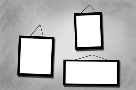 picture frame hang on wallの写真素材