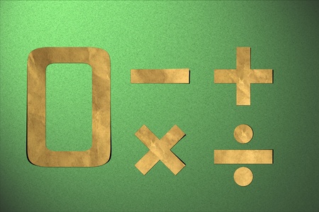 number recycled paper craft stick on background  0   - x ÷  の写真素材