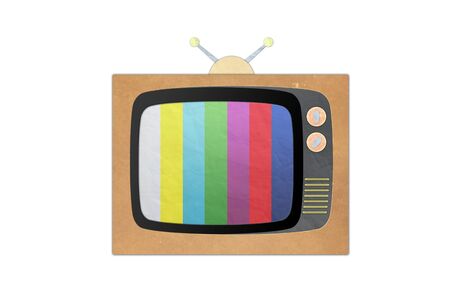 Television   TV   icon recycled paper stick on white backgroundの写真素材