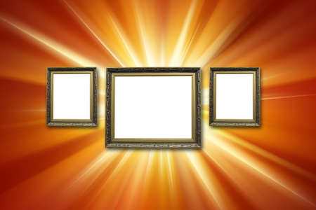 picture frame on wall to put your own pictures in の写真素材