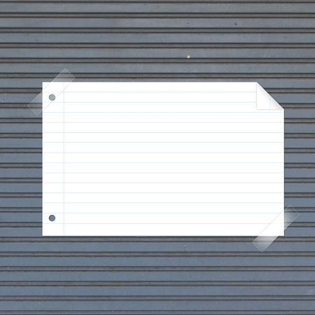 note paper taped on background