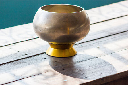 Metal monk alm bowl for donationの写真素材