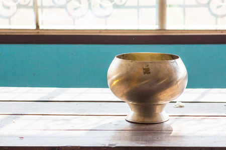 Metal monk alm bowl for donationの写真素材
