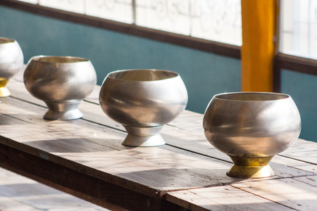 Metal monk alm bowl for donationの写真素材