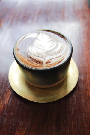 coffee art on tableの写真素材