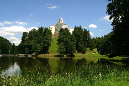Medieval castle above the lake, Trakoscan Croatiaのeditorial素材