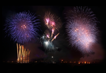 Fireworks Night at the summer skyの写真素材
