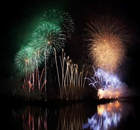 Fireworks Night at the summer skyの写真素材