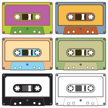 Realistic illustration of colorful radio cassettes tapesのイラスト素材
