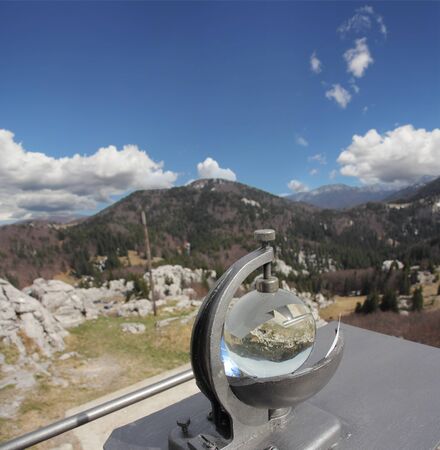 Heliograph, glass bowl, an instrument that measures the daily sunlightの写真素材