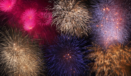 Magnificent fireworks in the night summer sky