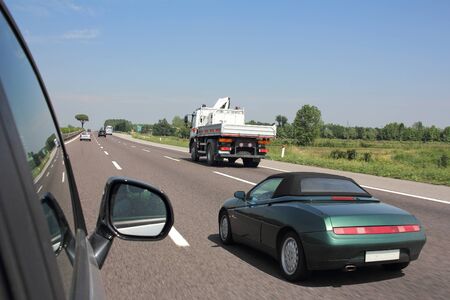 Highway traffic on a lovely, sunny summer dayの写真素材