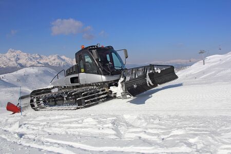 Snow groomer on a skiing slope, Vogel in Sloveniaの写真素材