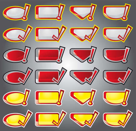 Set of blank labels with an exclamation point and a checkmark のイラスト素材