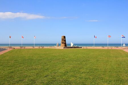 Memorial at Omaha Beach - place of landing  of allied forces during the Normandy D-Day invasion - June 6, 1944 のeditorial素材