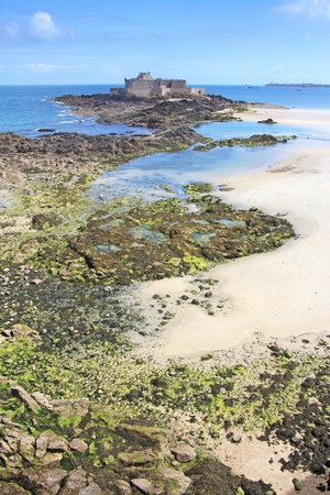 Fort on island Petit Be in Saint-Malo, Brittany, Franceの写真素材