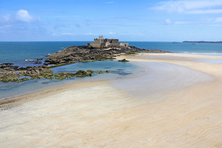 Fort on island Petit Be in Saint-Malo, Brittany, Franceのeditorial素材