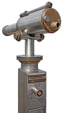 A coin panoramic telescope isolated on white backgroundの写真素材