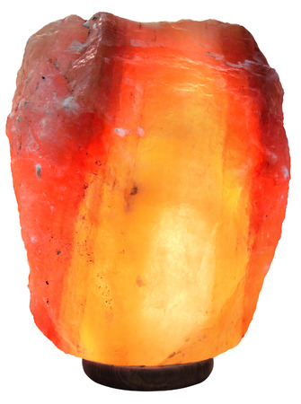 Piece of Himalayan salt as a lamp isolated on white backgroundの写真素材