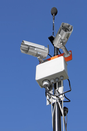 Cameras and microphone, audio and video security systemの写真素材