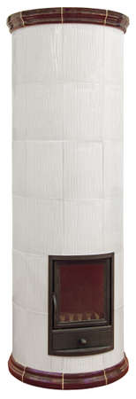 White  ceramic Fireplace  isolated on white backgroundの写真素材