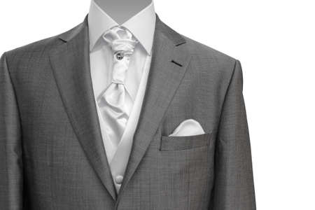 Elegant grey man suit, isolated on a white backgroundの写真素材