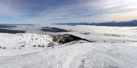 View from Gerlitzen mountain Karawanke, above the cloudsの写真素材