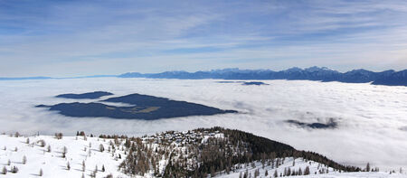 View from Gerlitzen mountain Karawanke, above the cloudsの写真素材