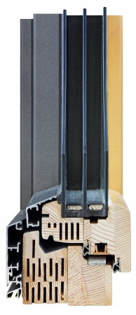 A cross section of window performance triple glazing cut to show the inner profile and quality constructionの写真素材