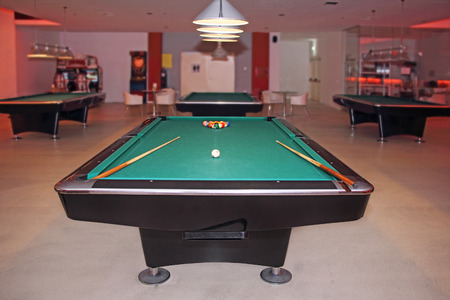 Billiard table in an empty hall to playのeditorial素材