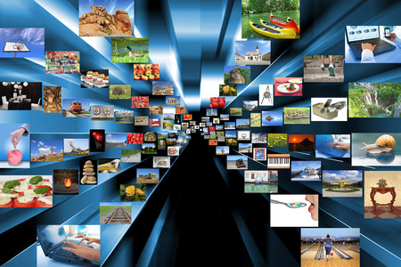 Lots of a variety photos in perspectiveの写真素材