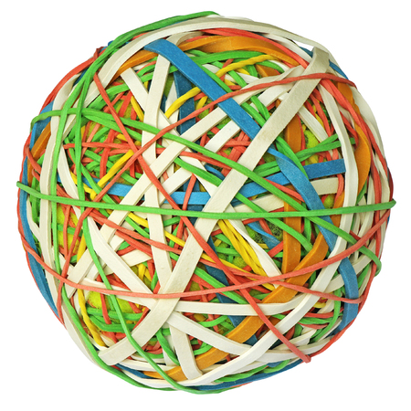 Colorful rubber band ball isolatedの写真素材