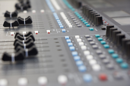 Large Music Mixing desk equipment for sound control buttons equipment for sound mixer control の写真素材