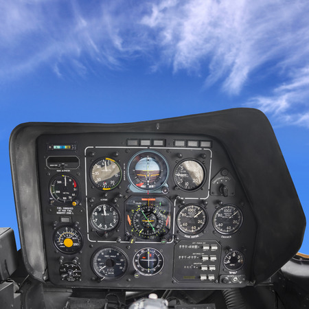 Helicopter Cockpit, instrument and control panelの写真素材