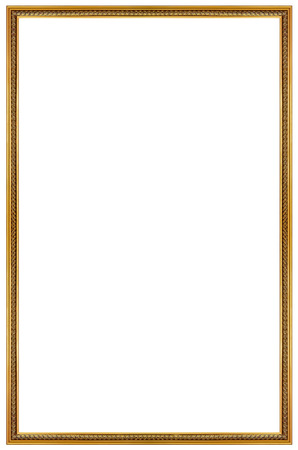 Rectangular Wooden Gilded Frame Isolated on white backgroundの写真素材