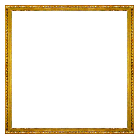 Square Gold Picture Frame Isolated on white backgroundの写真素材