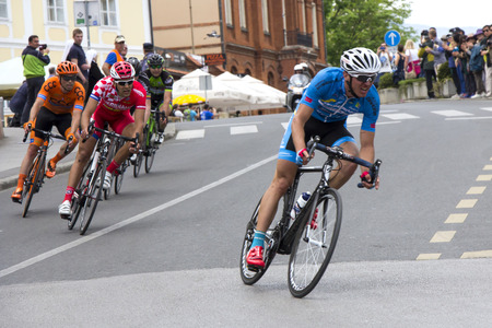Zagreb, Croatia - April 26, 2015: The final stage of cycling race Tour of Croatia in downtown Zagreb.のeditorial素材