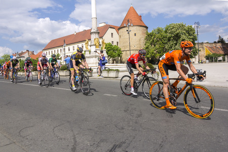 Zagreb, Croatia - April 26, 2015: The final stage of cycling race Tour of Croatia in downtown Zagreb.のeditorial素材