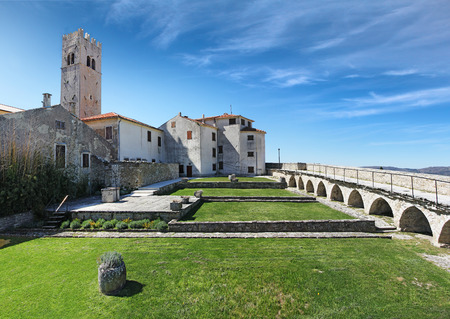 The walls and towers of Motovun, a small medieval town in Istria, Croatiaの写真素材