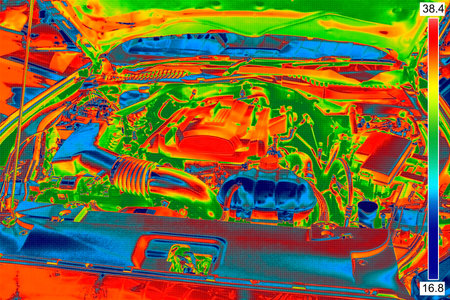Thermal Image of Car Engineの写真素材