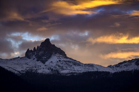 Sunset in Dolomites, mountains around Famous ski resort Cortina D Ampezzo
の写真素材