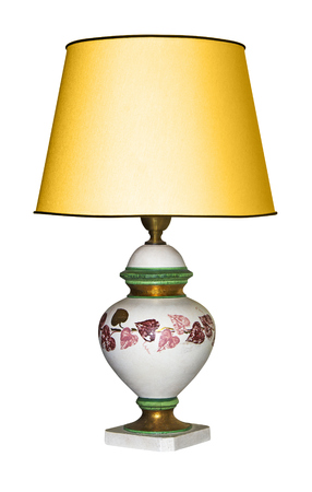 Vintage table lamp isolated with clipping path on white backgroundの写真素材