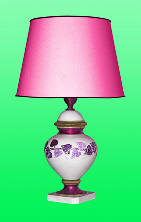 Vintage table lamp on a green backgroundの写真素材