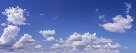 Blue sky with white clouds as Panorama backgroundの写真素材